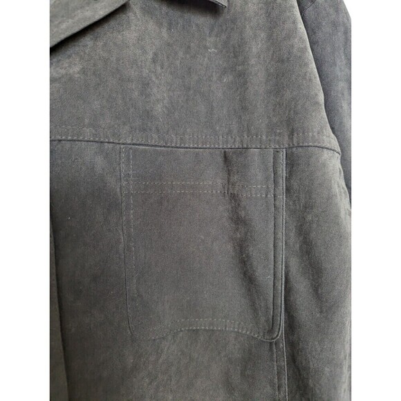 Talbots Green Faux Suede Button Down Stretch Large - Picture 5 of 12